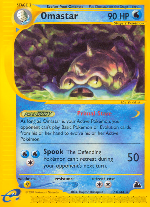 Omastar Pokemon card (23/144, Skyridge)