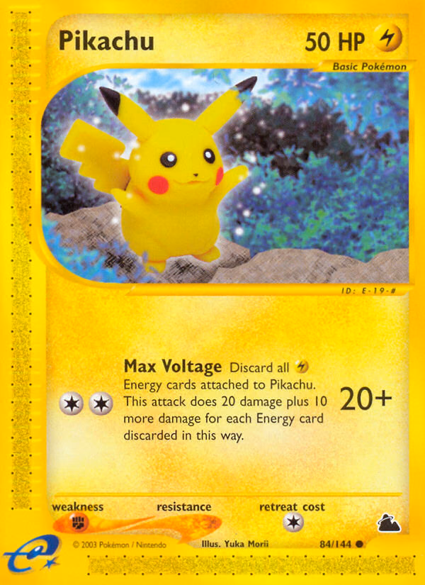 Pikachu Pokemon card (84/144, Skyridge)