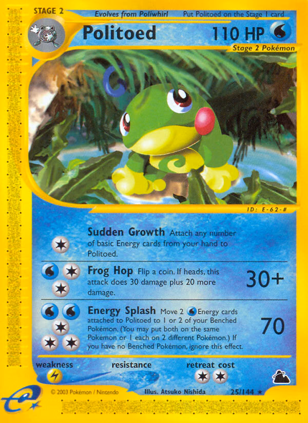 Politoed Pokemon card (25/144, Skyridge)