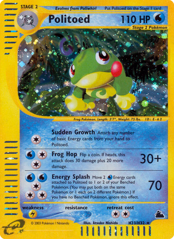 Politoed Pokemon card (H23/H32, Skyridge)