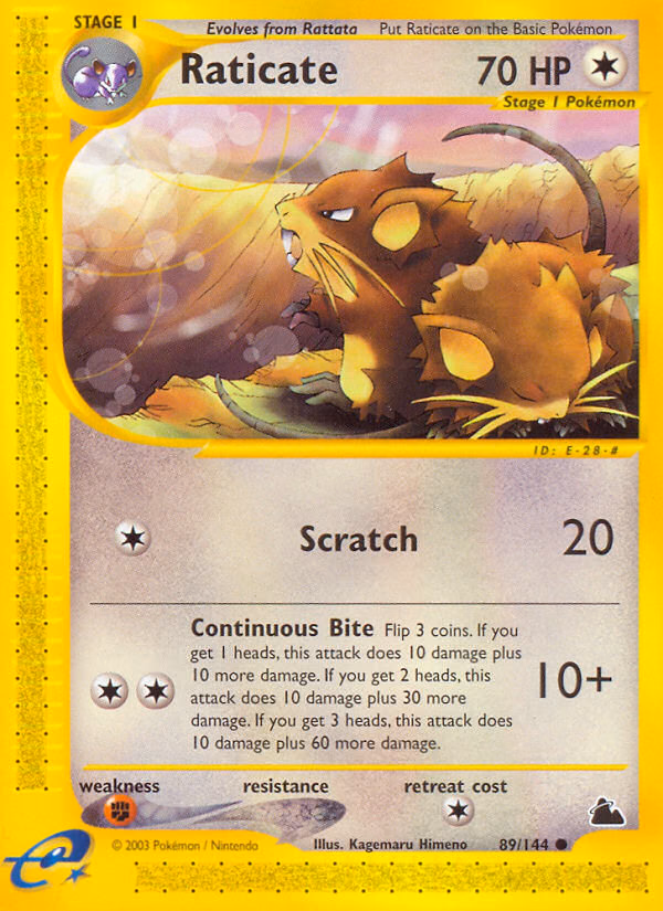Raticate Pokemon card (89/144, Skyridge)