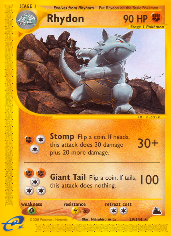 Rhydon Pokemon card (29/144, Skyridge)