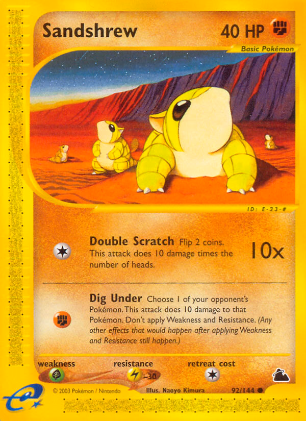 Sandshrew Pokemon card (92/144, Skyridge)