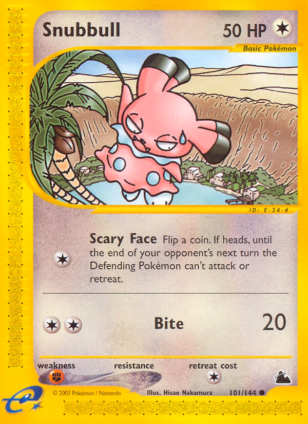 Snubbull Pokemon card (101/144, Skyridge)