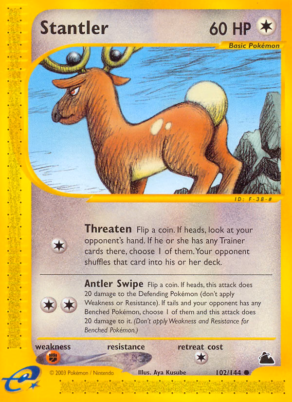 Stantler Pokemon card (102/144, Skyridge)