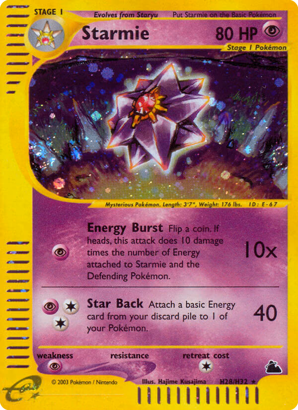 Starmie Pokemon card (H28/H32, Skyridge)
