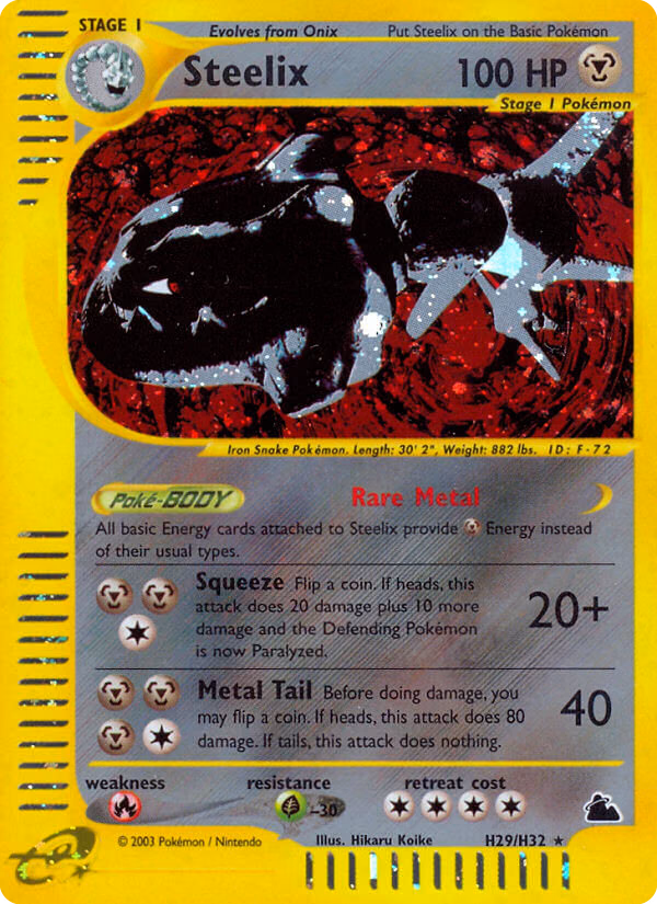 Steelix Pokemon card (H29/H32, Skyridge)