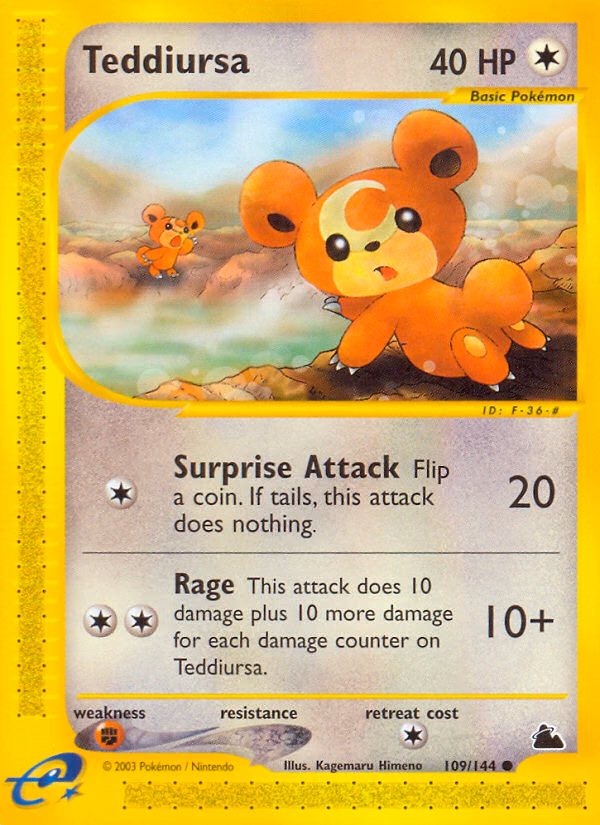 Teddiursa Pokemon card (109/144, Skyridge)