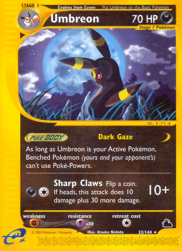 Umbreon Pokemon card (32/144, Skyridge)