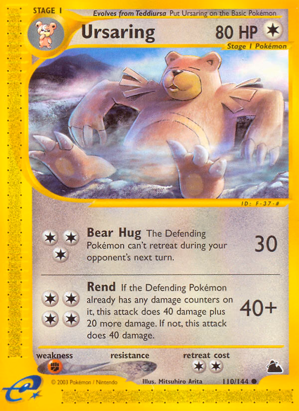Ursaring Pokemon card (110/144, Skyridge)