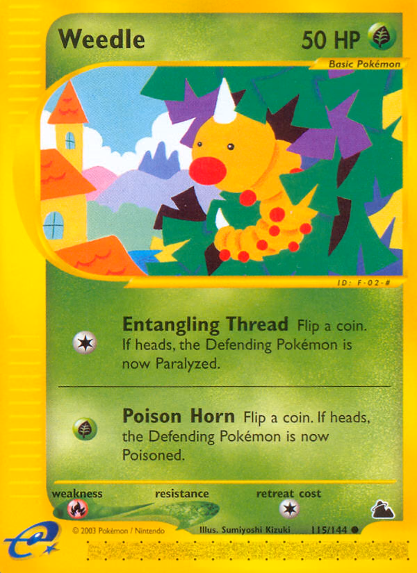 Weedle Pokemon card (115/144, Skyridge)