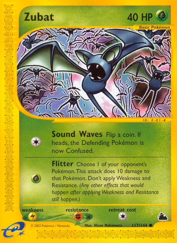 Zubat Pokemon card (117/144, Skyridge)