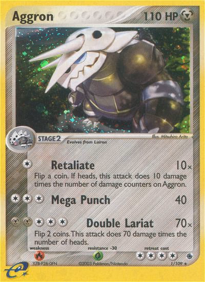 Aggron Pokemon card (1/109, Ruby & Sapphire)