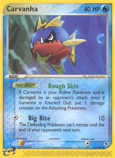 Carvanha Pokemon card (51/109, Ruby & Sapphire)
