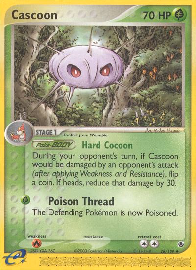 Cascoon Pokemon card (26/109, Ruby & Sapphire)