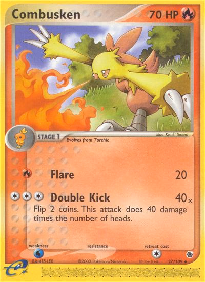 Combusken Pokemon card (27/109, Ruby & Sapphire)
