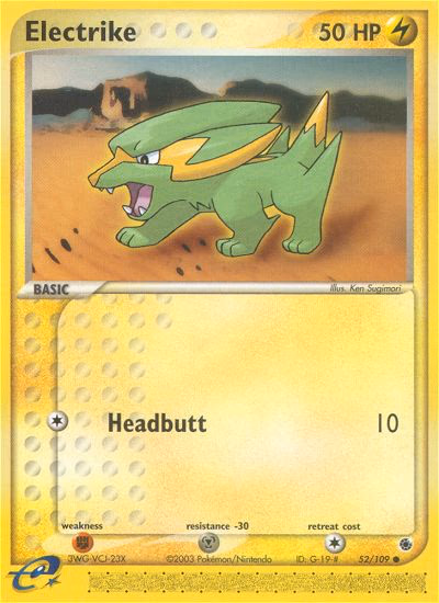 Electrike Pokemon card (52/109, Ruby & Sapphire)