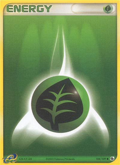 Grass Energy Pokemon card (104/109, Ruby & Sapphire)