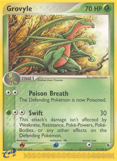 Grovyle Pokemon card (31/109, Ruby & Sapphire)