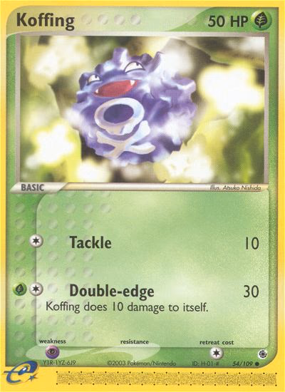 Koffing Pokemon card (54/109, Ruby & Sapphire)