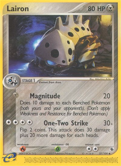 Lairon Pokemon card (37/109, Ruby & Sapphire)