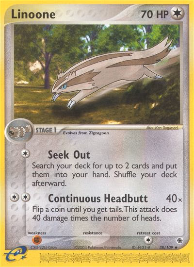 Linoone Pokemon card (38/109, Ruby & Sapphire)