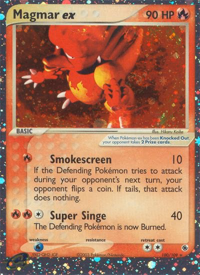 Magmar ex Pokemon card (100/109, Ruby & Sapphire)
