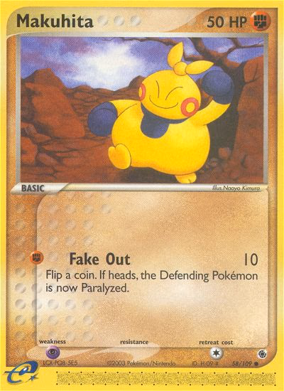 Makuhita Pokemon card (58/109, Ruby & Sapphire)