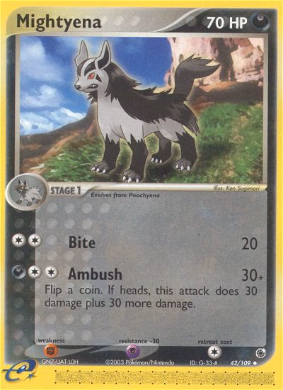 Mightyena Pokemon card (42/109, Ruby & Sapphire)