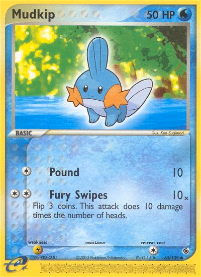 Mudkip Pokemon card (60/109, Ruby & Sapphire)