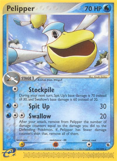 Pelipper Pokemon card (19/109, Ruby & Sapphire)