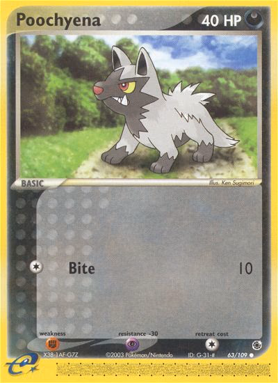 Poochyena Pokemon card (63/109, Ruby & Sapphire)