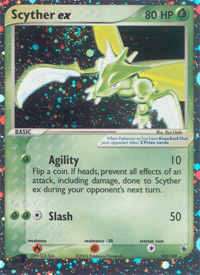 Scyther ex Pokemon card (102/109, Ruby & Sapphire)