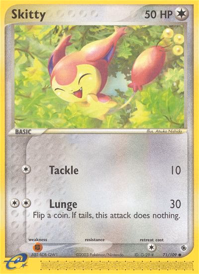 Skitty Pokemon card (71/109, Ruby & Sapphire)