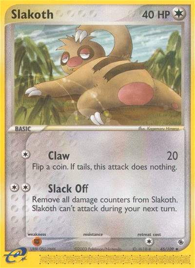 Slakoth Pokemon card (45/109, Ruby & Sapphire)