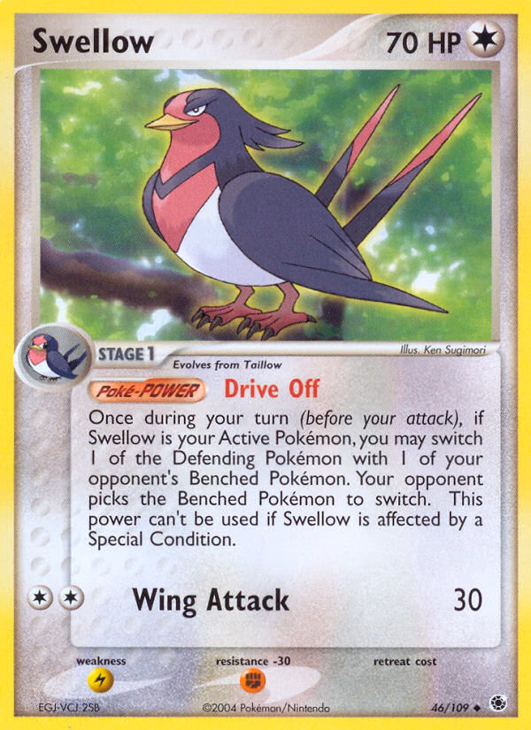 Swellow Pokemon card (46/109, Ruby & Sapphire)