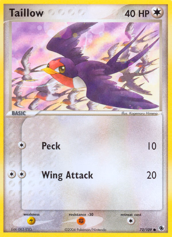 Taillow Pokemon card (72/109, Ruby & Sapphire)