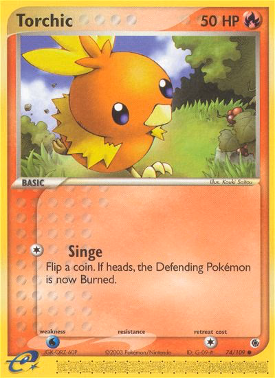 Torchic Pokemon card (74/109, Ruby & Sapphire)
