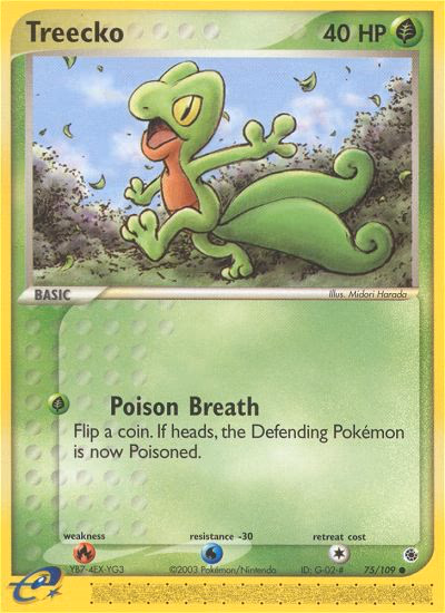Treecko Pokemon card (75/109, Ruby & Sapphire)