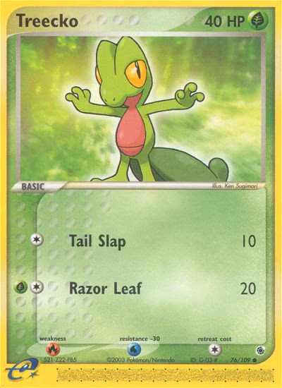 Treecko Pokemon card (76/109, Ruby & Sapphire)