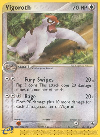 Vigoroth Pokemon card (47/109, Ruby & Sapphire)