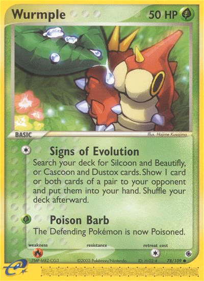 Wurmple Pokemon card (78/109, Ruby & Sapphire)