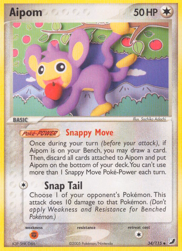 Aipom Pokemon card (34/115, Unseen Forces)