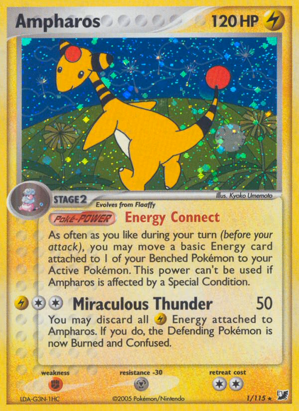 Ampharos Pokemon card (1/115, Unseen Forces)