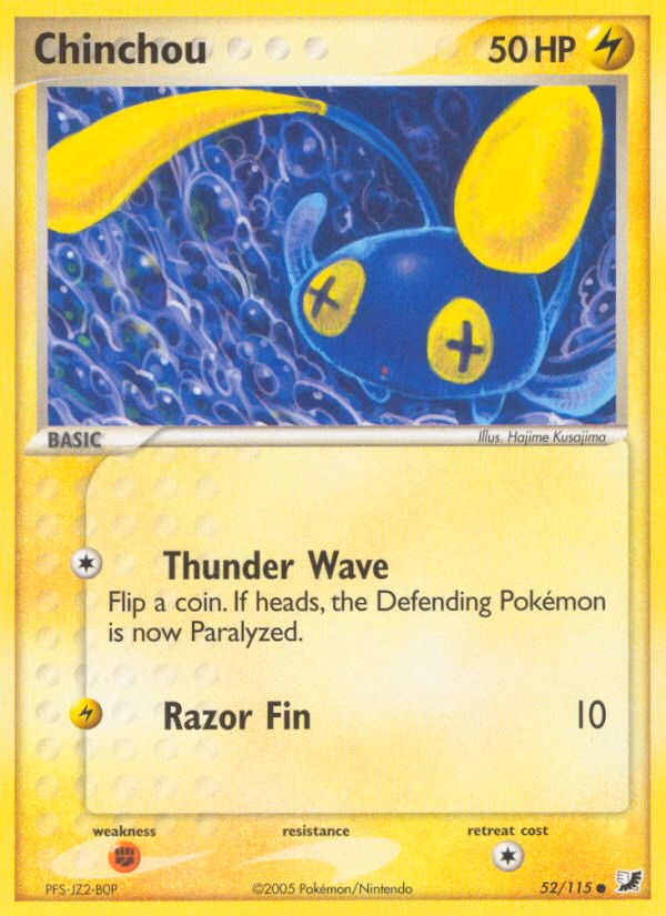 Chinchou Pokemon card (52/115, Unseen Forces)