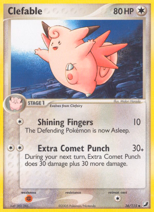 Clefable Pokemon card (36/115, Unseen Forces)