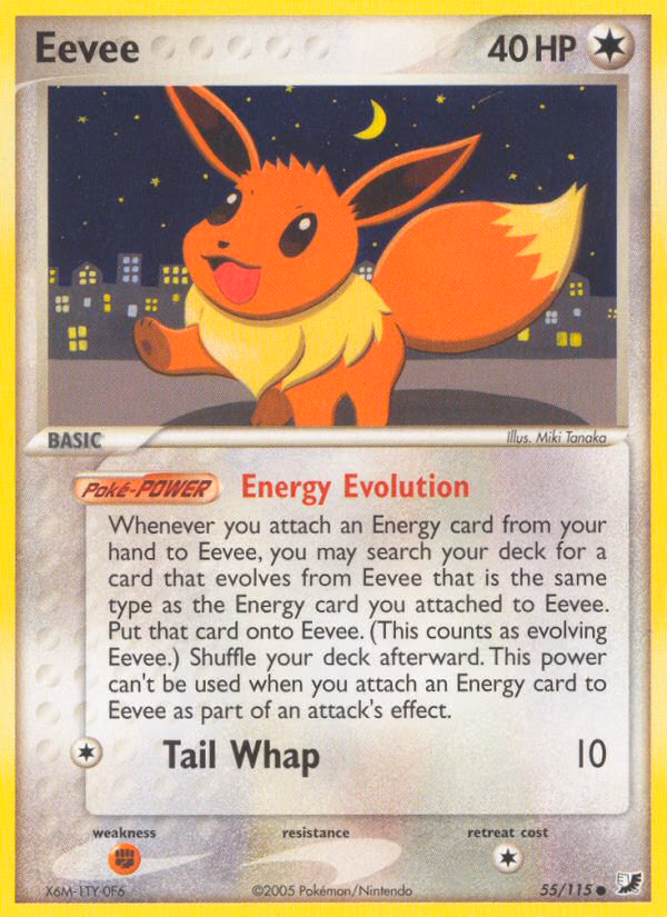 Eevee Pokemon card (55/115, Unseen Forces)
