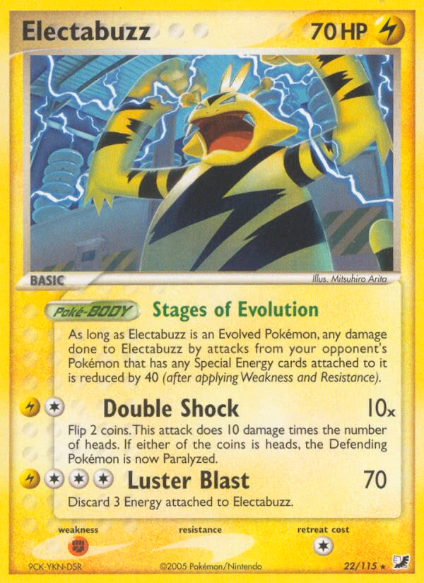Electabuzz Pokemon card (22/115, Unseen Forces)
