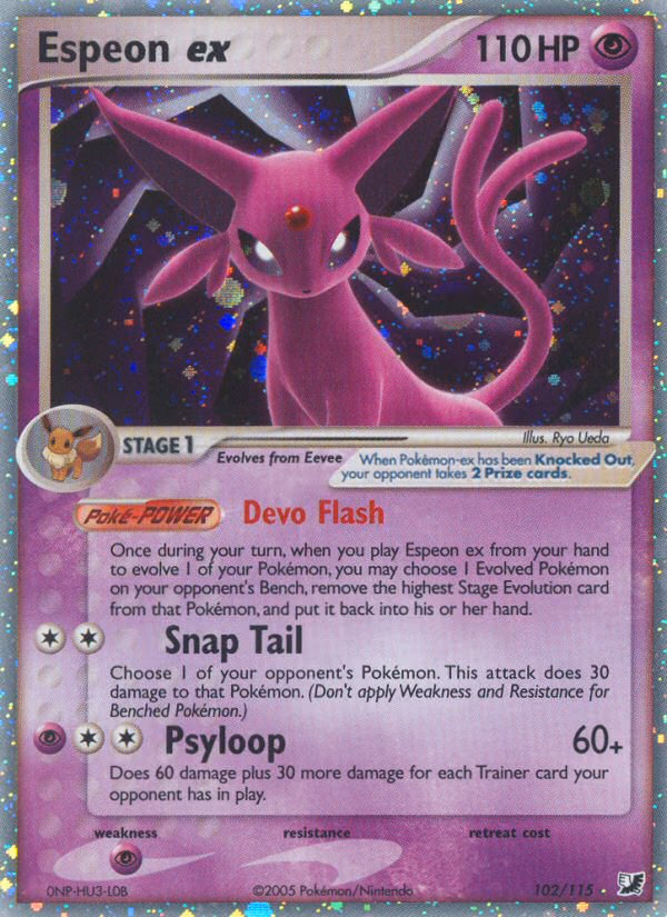 Espeon ex Pokemon card (102/115, Unseen Forces)