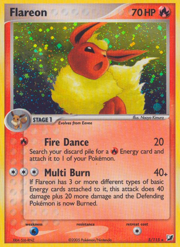 Flareon Pokemon card (5/115, Unseen Forces)